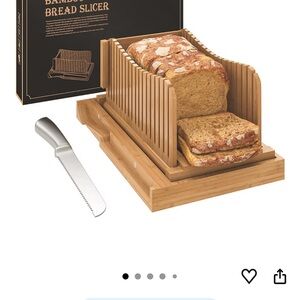 Amazon Bamboo Bread Slicer with Silver Serrated Knife